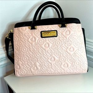 Betsey Johnson medium Tote Baby Pink with Black Accent Gold Hardwear